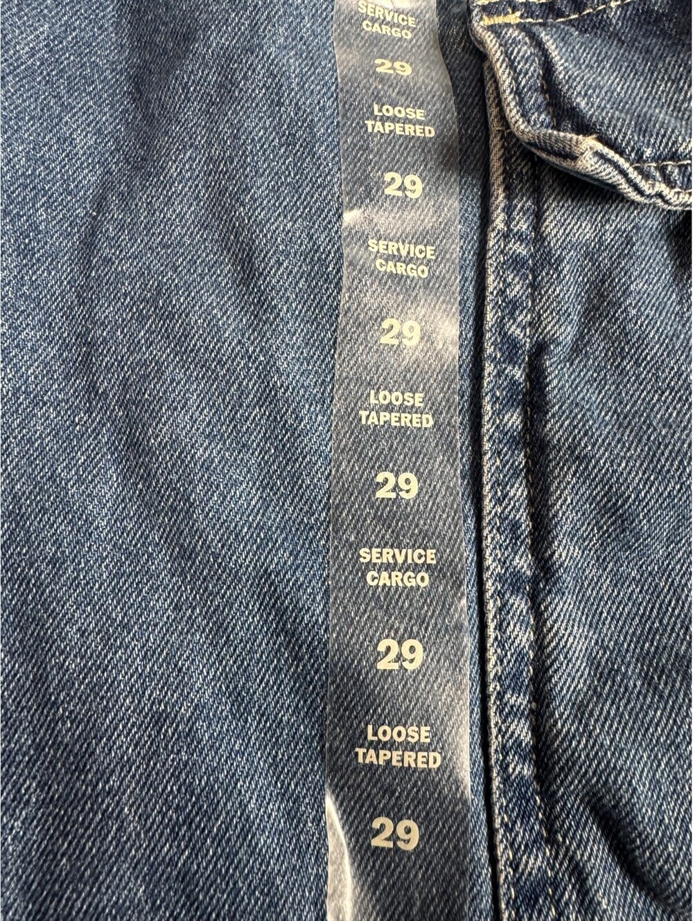 Vans Service Women's Cargo Pants 29 Indigo Blue Denim Loose Tapered Fit Wide Leg - Picture 6 of 10